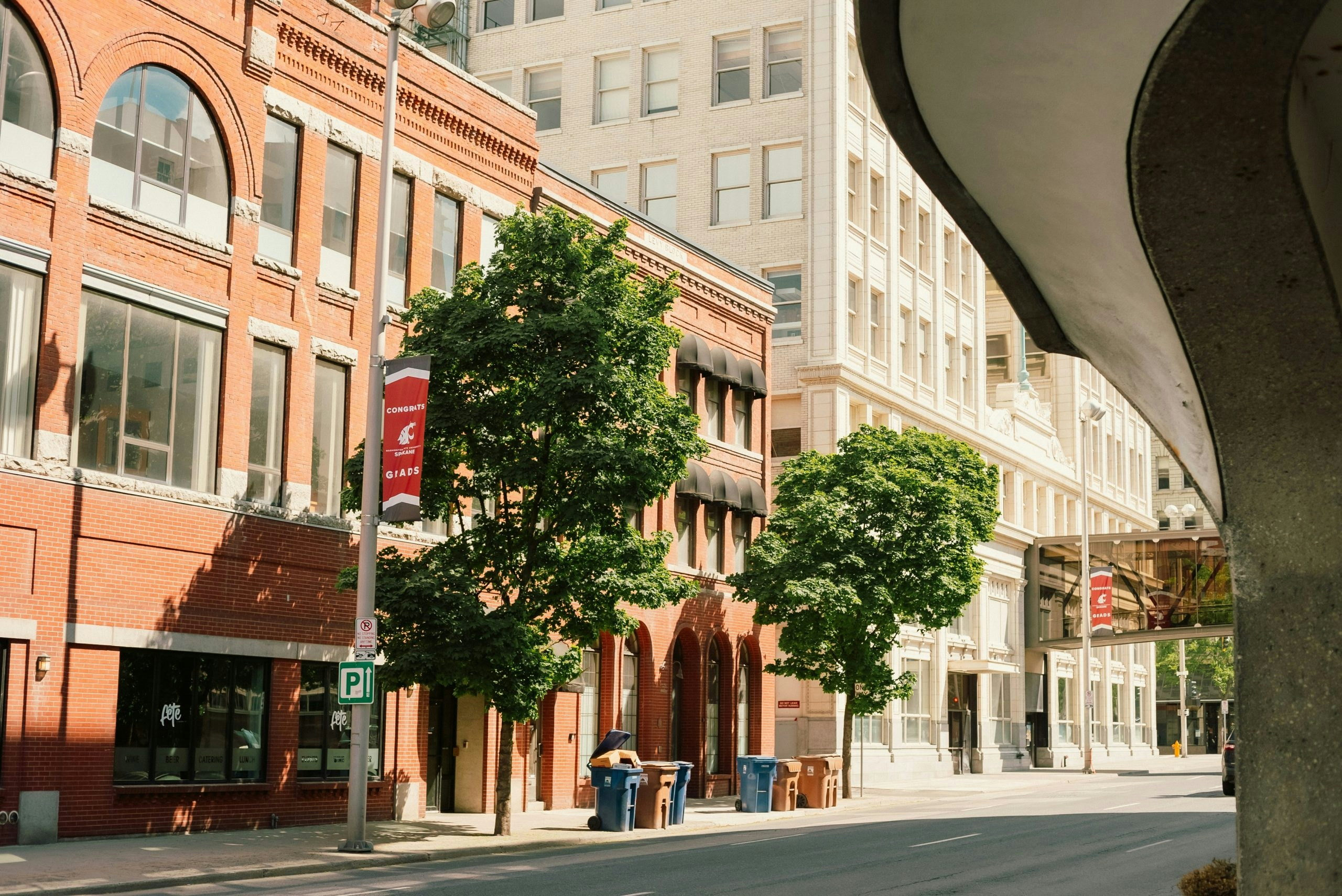 Downtown Spokane with historic buildings and city streets
