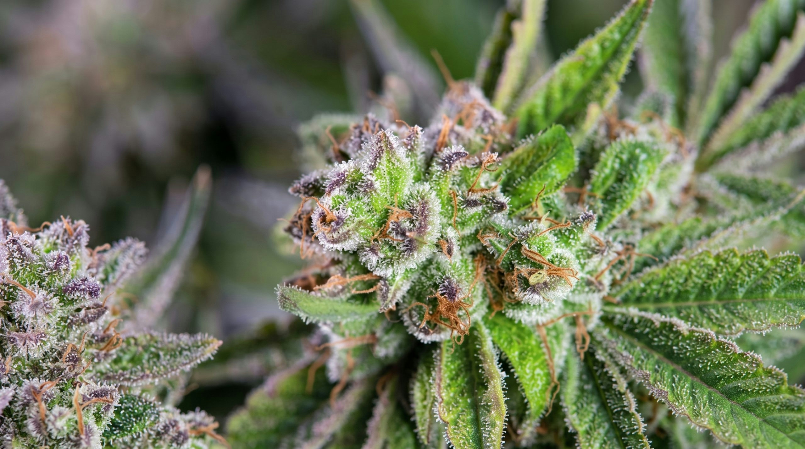 close-up of a cannabis plant flowering
