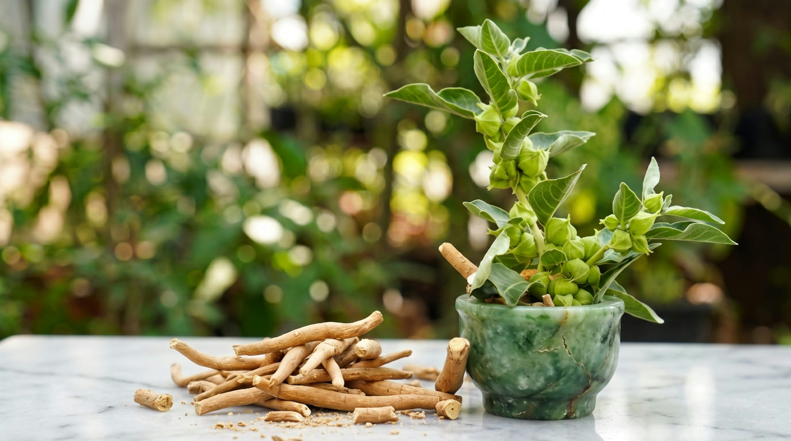 ashwagandha plant and its roots