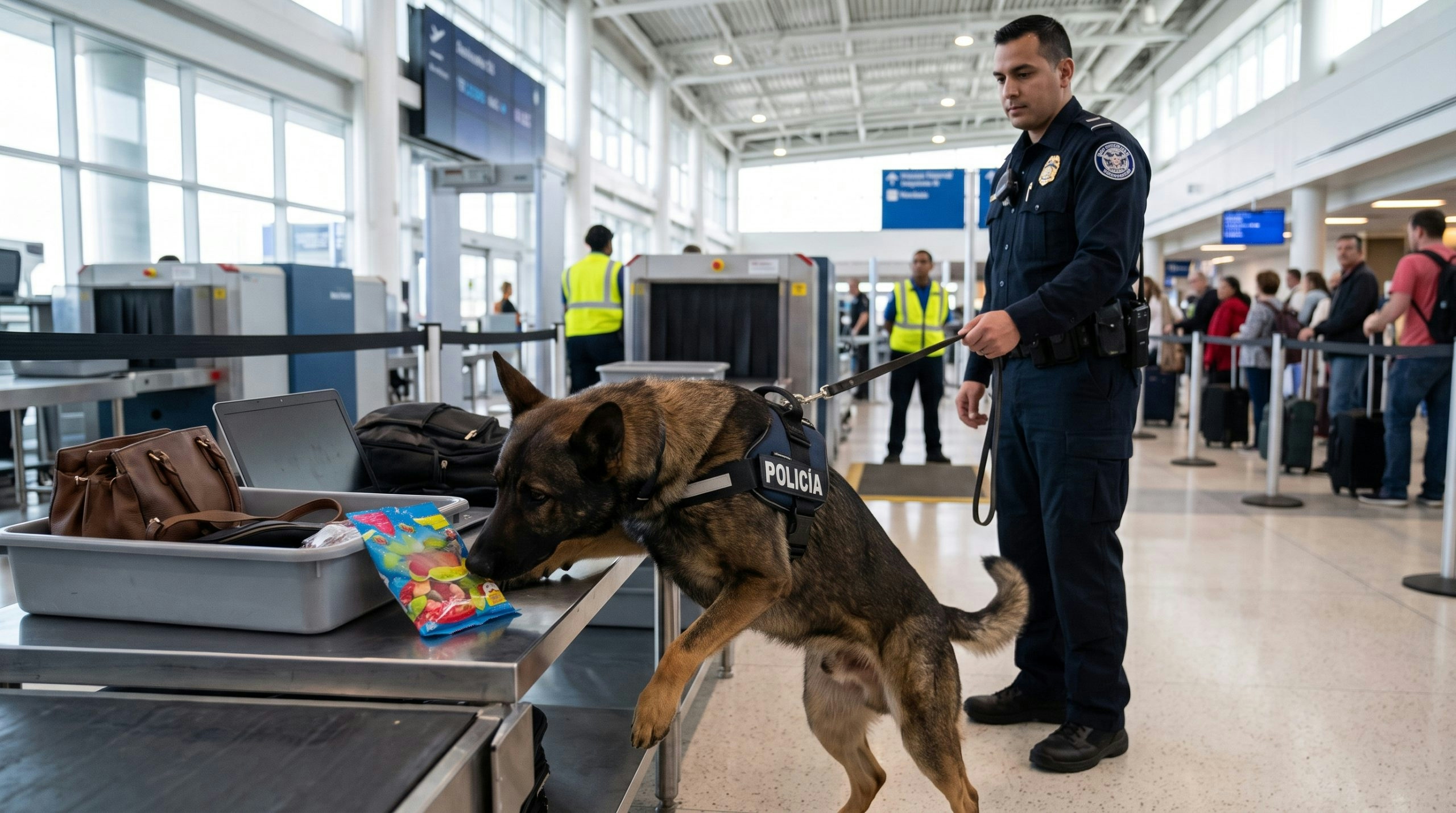 Police dog at the airport