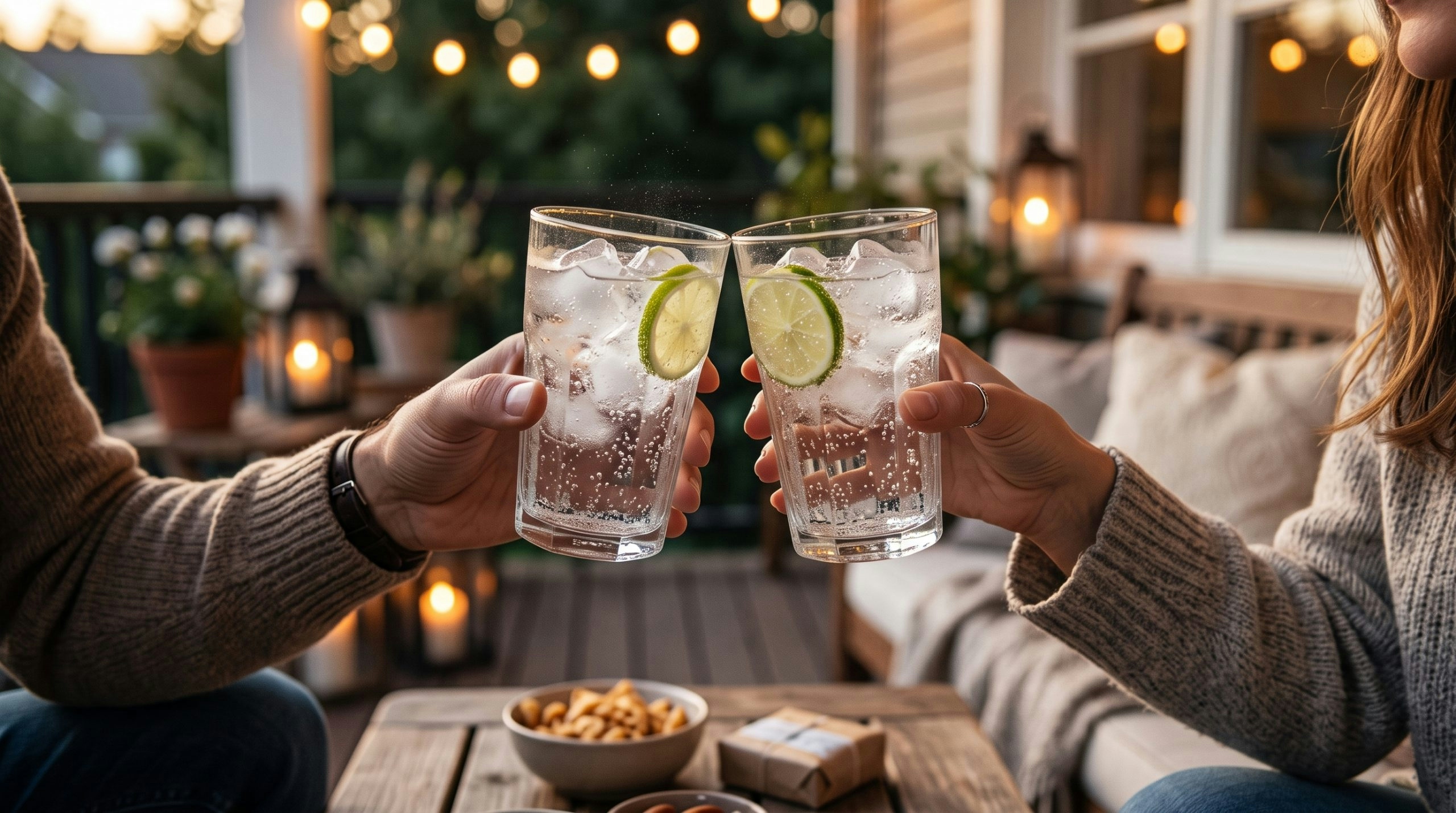 a couple sharing a drink