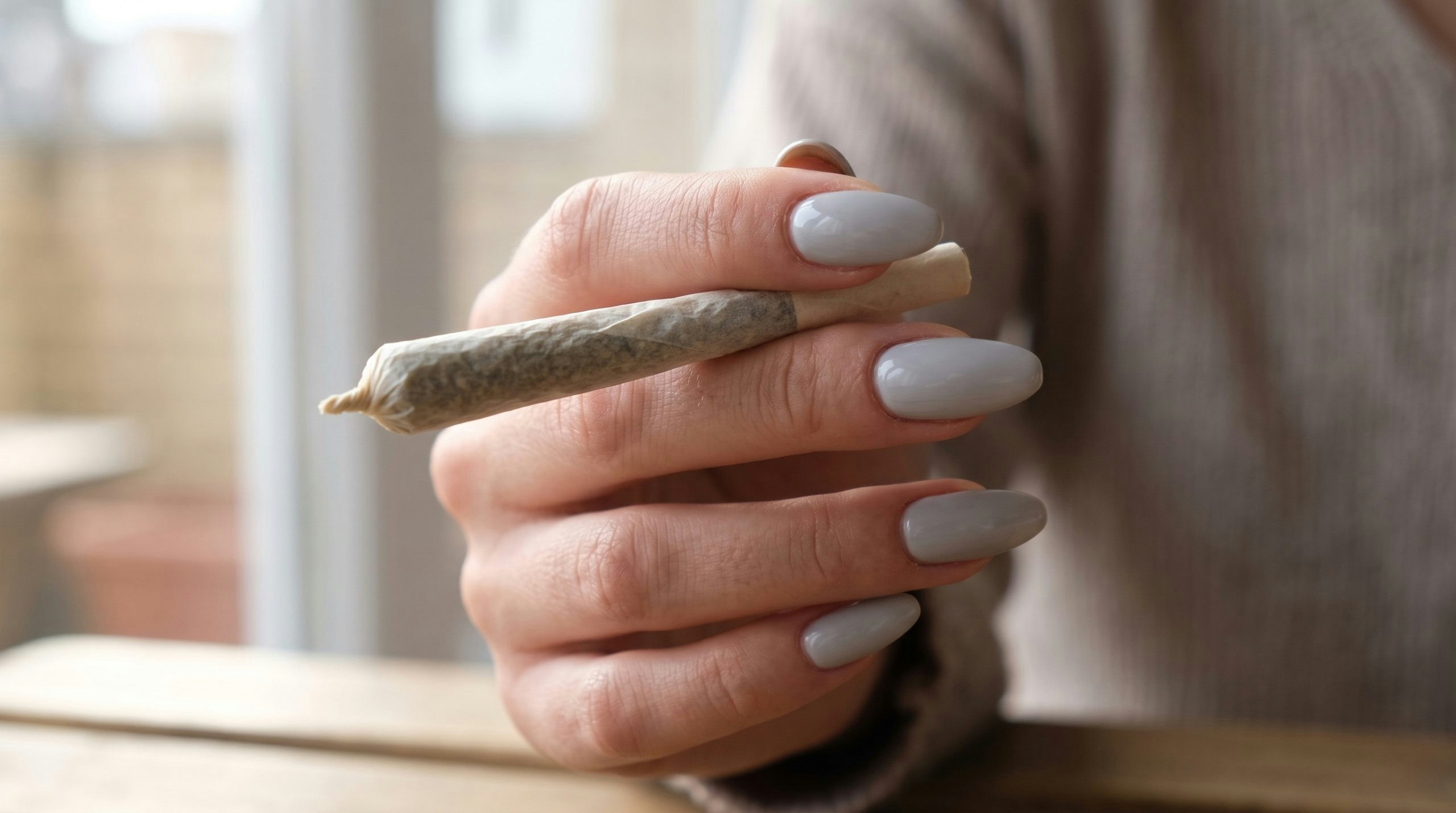 hand holding a hand rolled joint