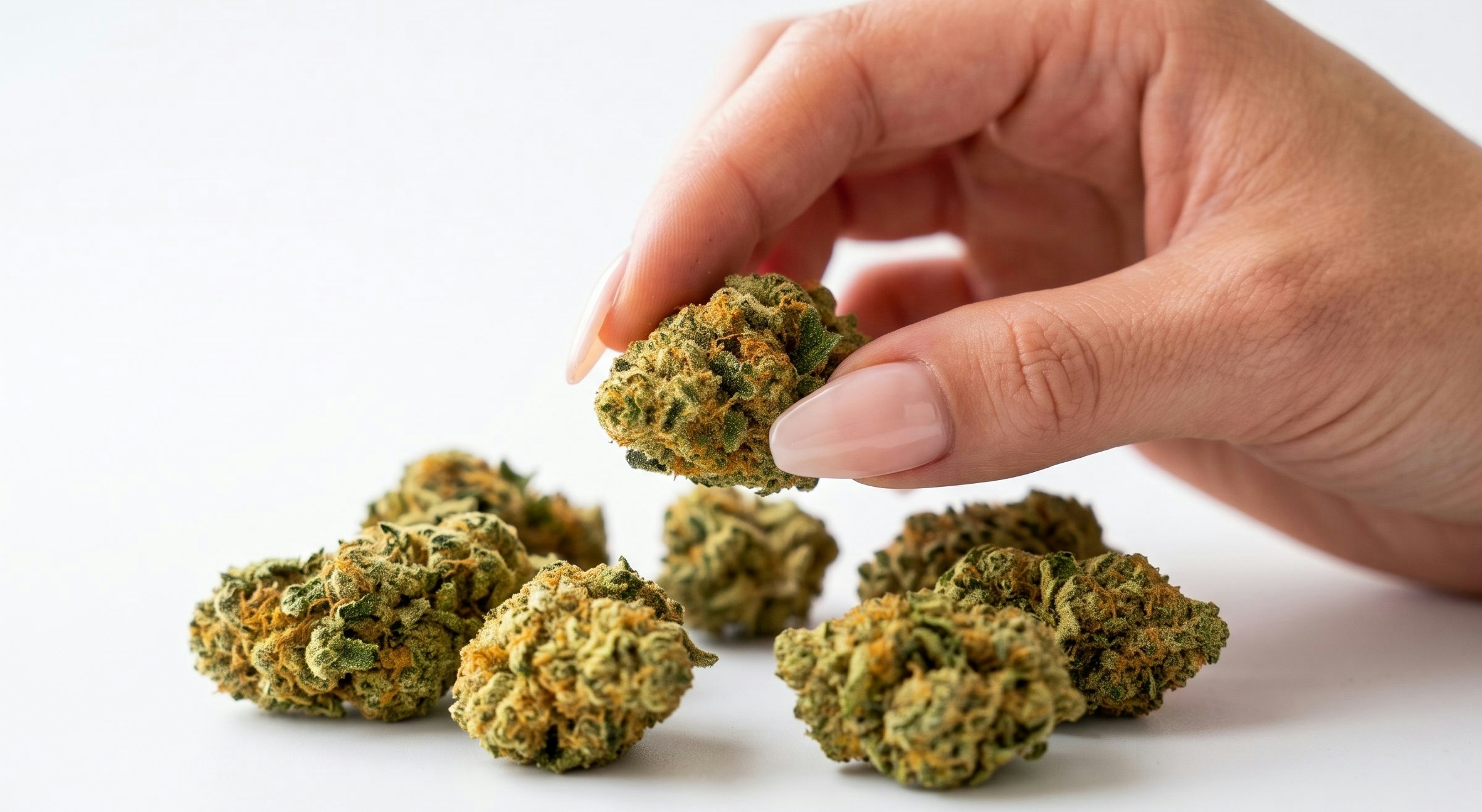 woman holding a cannabis bud