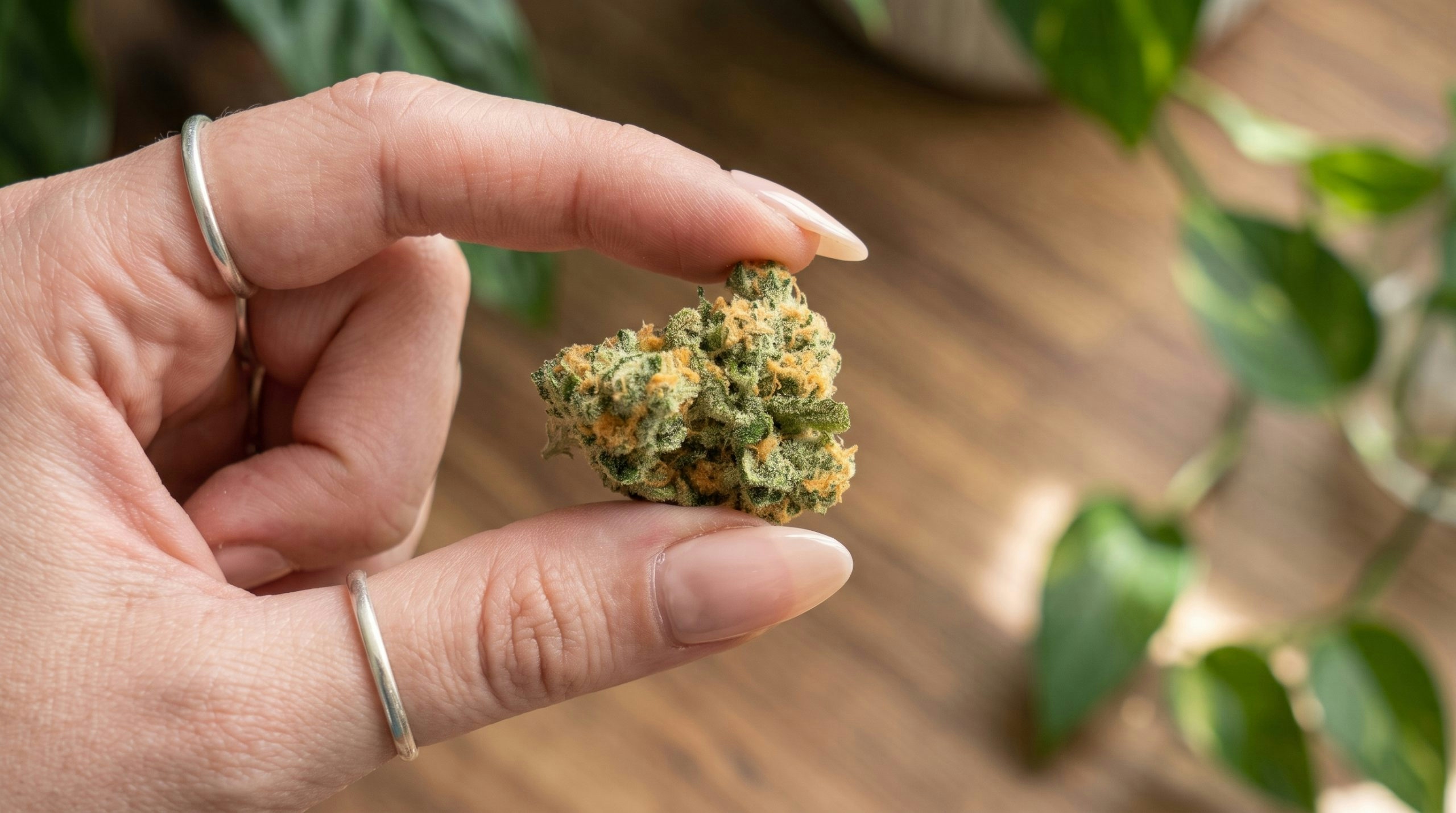 hand holding a cannabis bud